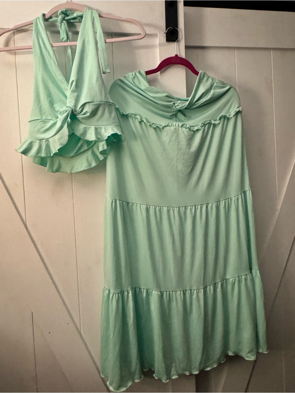 Mint Green Tiered Halter Summer Dress